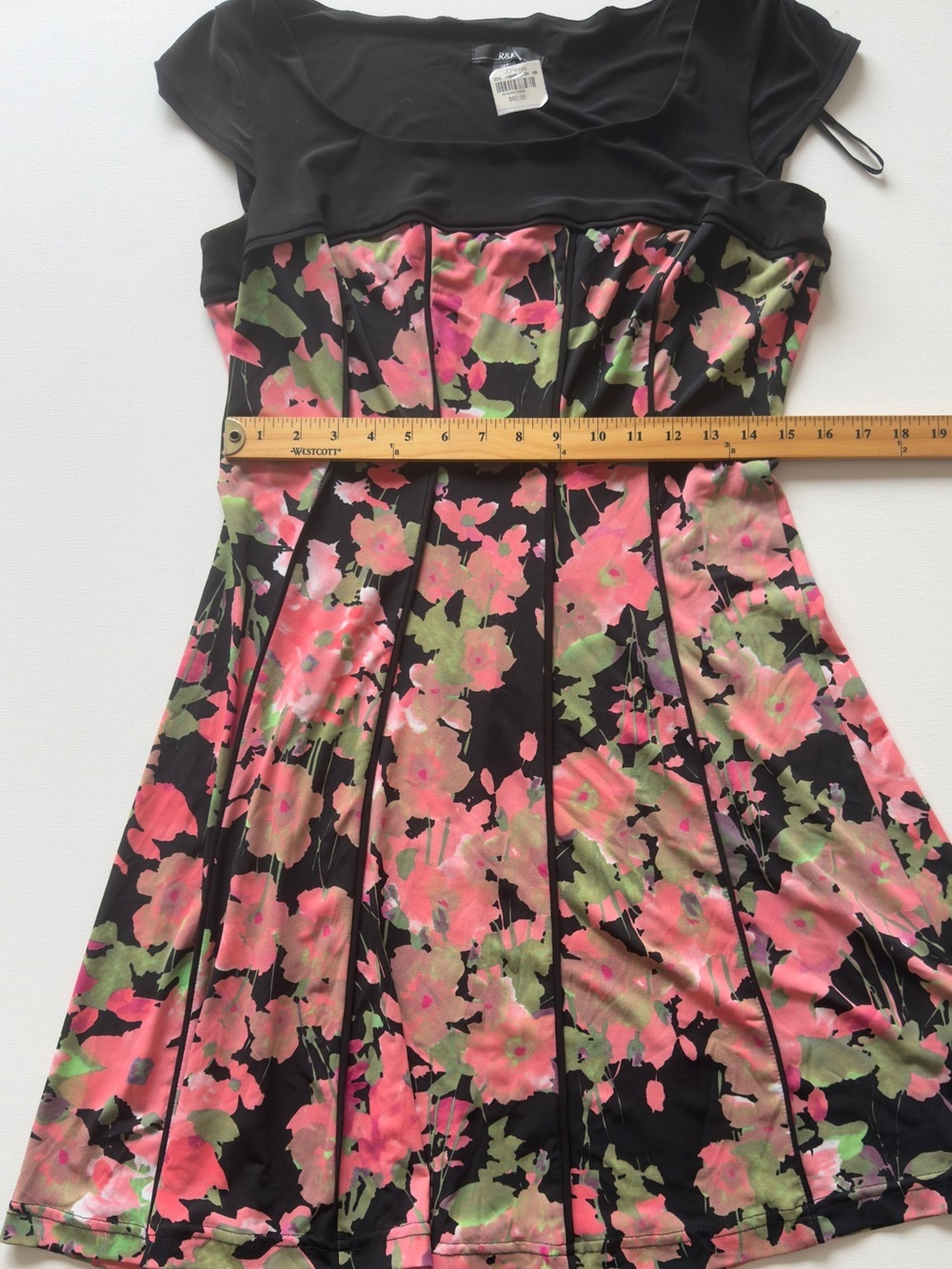 NWT Women's R & K Floral Fit-and-Flare Dress Size 12P (KB9 - Picture 3 of 6